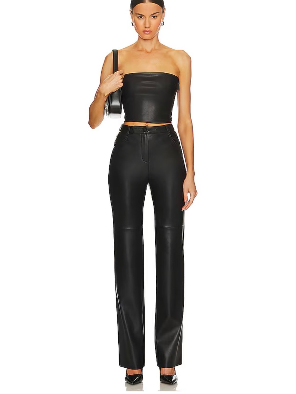 Cultnaked Black Faux Leather Straight-Leg Pants